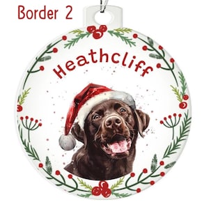 Labrador Personalized Christmas  Tree Ornament, Custom Dog Breed Ornament with Name, Santa Hat Dog Ornament Holiday Gift Acrylic Ornament