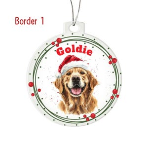 Golden Retriever Personalized Christmas Tree Ornament, Custom Dog Breed, Name Ornament, Santa Hat Dog Acrylic Ornament Holiday Gift