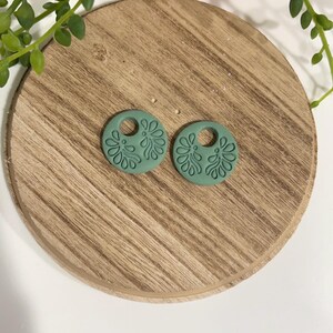 Sage Green Boho Clay Earrings, Polymer Clay Earrings, Dangle Earrings, Statement Earrings, Handmade Earrings, Lightweight Earrings