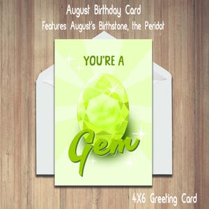 Vous êtes un bijou ! Carte d'anniversaire, carte de remerciement, carte « Juste parce que », carte d'anniversaire d'août, art mural, carte d'amitié, carte d'encouragement