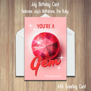 Vous êtes un bijou ! Carte d'anniversaire, carte de remerciement, carte « Juste parce que », carte d'anniversaire de juillet, art mural, carte d'amitié, carte d'encouragement