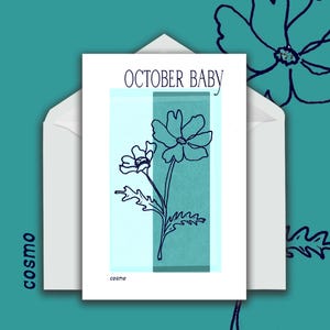 Octobre, carte de voeux pour baby shower, carte de voeux pour baby shower, carte de voeux pour nouveau bébé, carte d'anniversaire, oeuvre d'art murale pour chambre de bébé