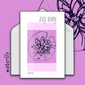 Carte de voeux pour bébé juillet, carte de voeux pour baby shower, carte de voeux pour nouveau bébé, carte d'anniversaire, oeuvre d'art murale pour chambre de bébé