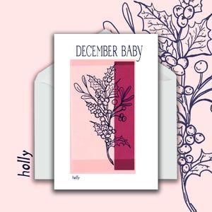 Babywenskaart december, wenskaart babyshower, wenskaart nieuwe baby, verjaardagskaart, kunst aan de muur babykamer