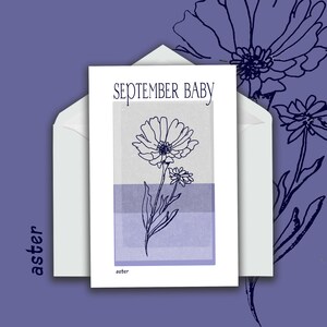 Carte de voeux pour bébé de septembre, carte de voeux pour baby shower, carte de voeux pour nouveau bébé, oeuvre d'art murale pour chambre de bébé