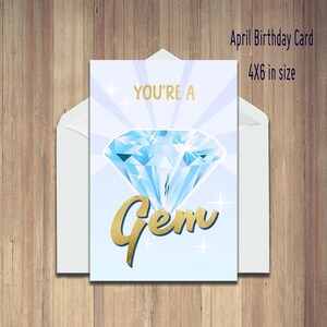 Vous êtes un bijou ! Carte d'anniversaire, carte de remerciement, carte « Juste parce que », carte d'anniversaire d'avril, oeuvre d'art murale, cadeau d'anniversaire, carte de voeux