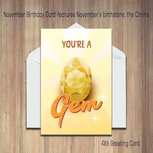 Vous êtes un bijou ! Carte d'anniversaire, carte de remerciement, carte « Juste parce que », carte d'anniversaire de novembre, oeuvre d'art murale, cadeau d'anniversaire, carte de voeux