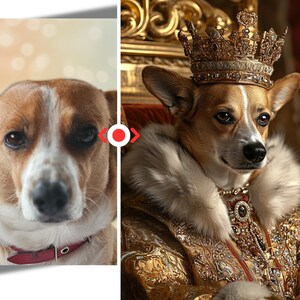 Custom Pet Portrait Cartoon Style – Individual Oil Painting in Rembrandt Look, Historical & AI Ki Art Gift