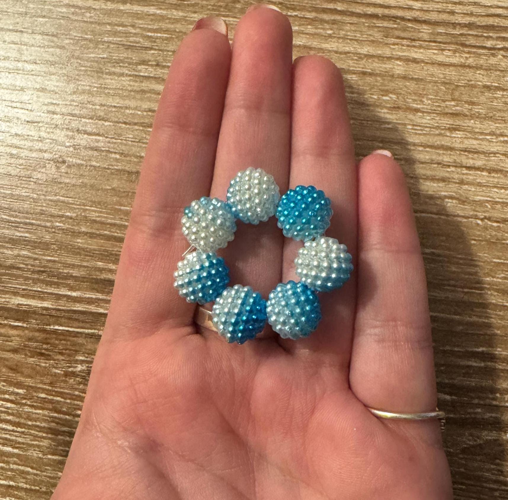 Textured Bead Fidget Toy | Blue, White Ombre | Sensory Stim Toy - Thumbnail 5
