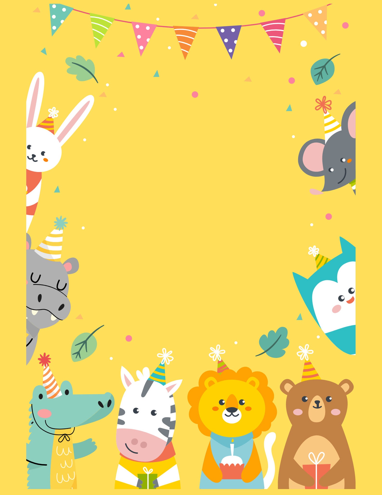 Animal Birthday Coloring Pages - Blank - DIGITAL DOWNLOAD, Invitations ...