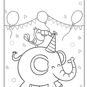 Animal Birthday Coloring Pages - Blank - DIGITAL DOWNLOAD, Invitations