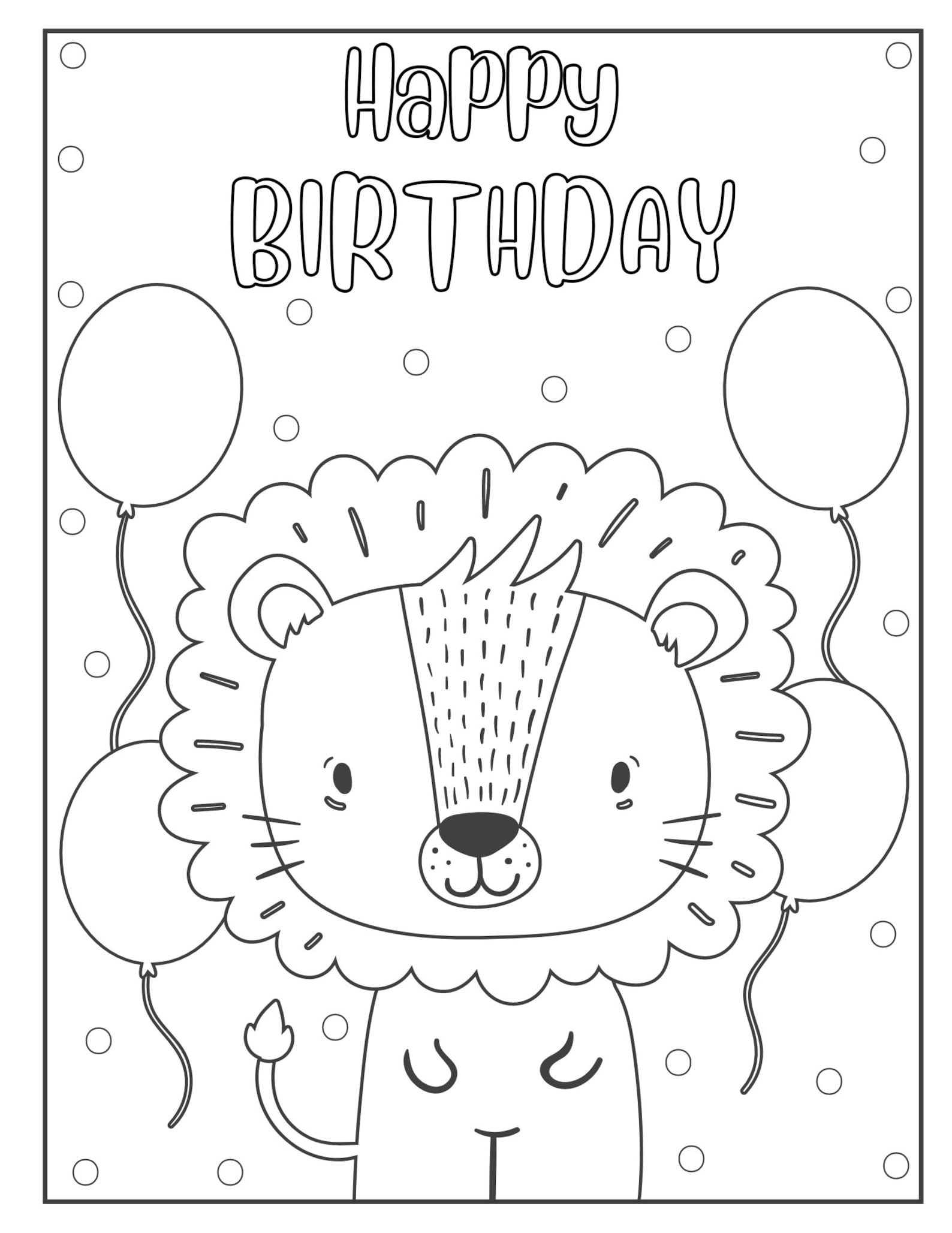 Animal Birthday Coloring Pages Blank DIGITAL DOWNLOAD, Invitations