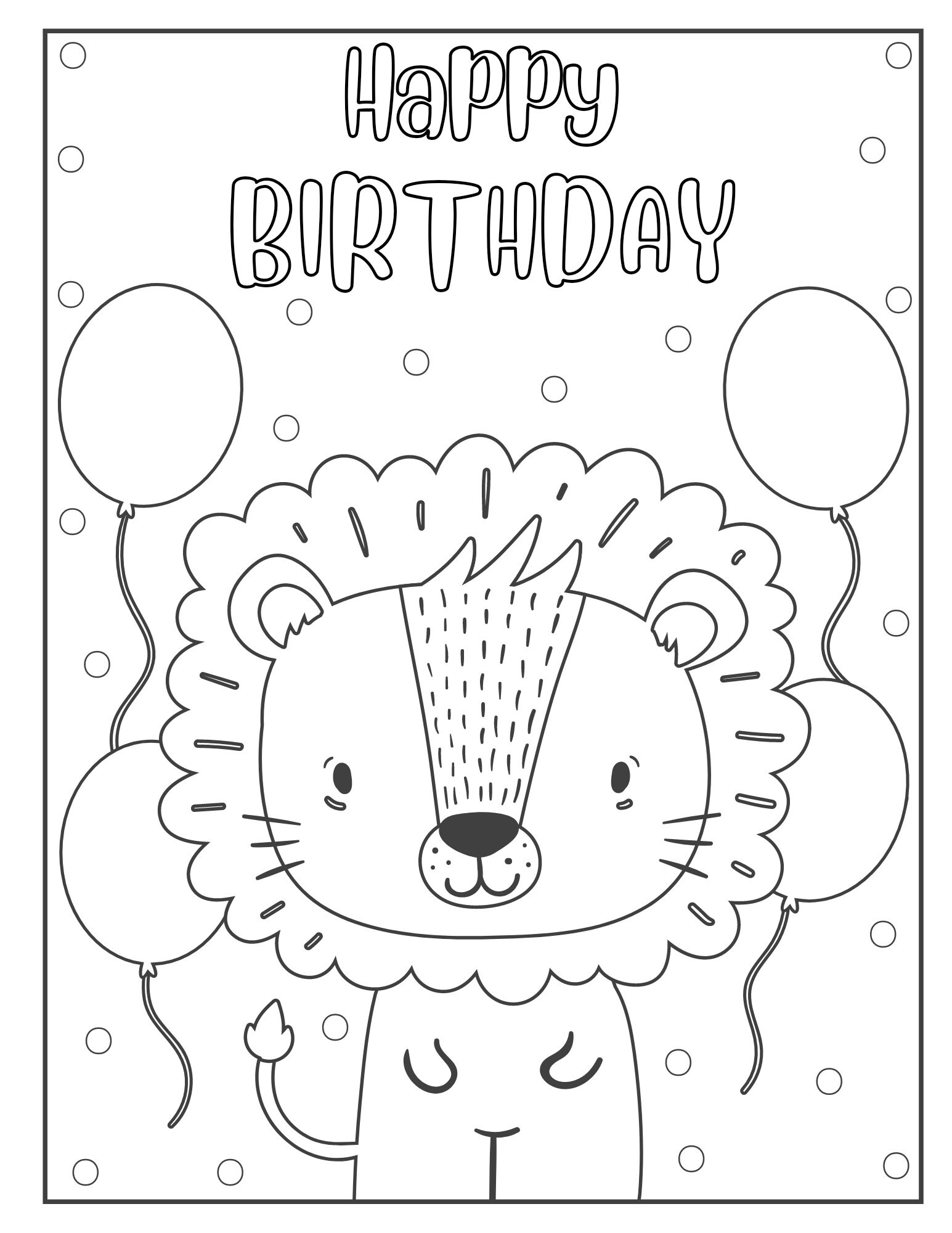 Animal Birthday Coloring Pages Blank DIGITAL DOWNLOAD, Invitations