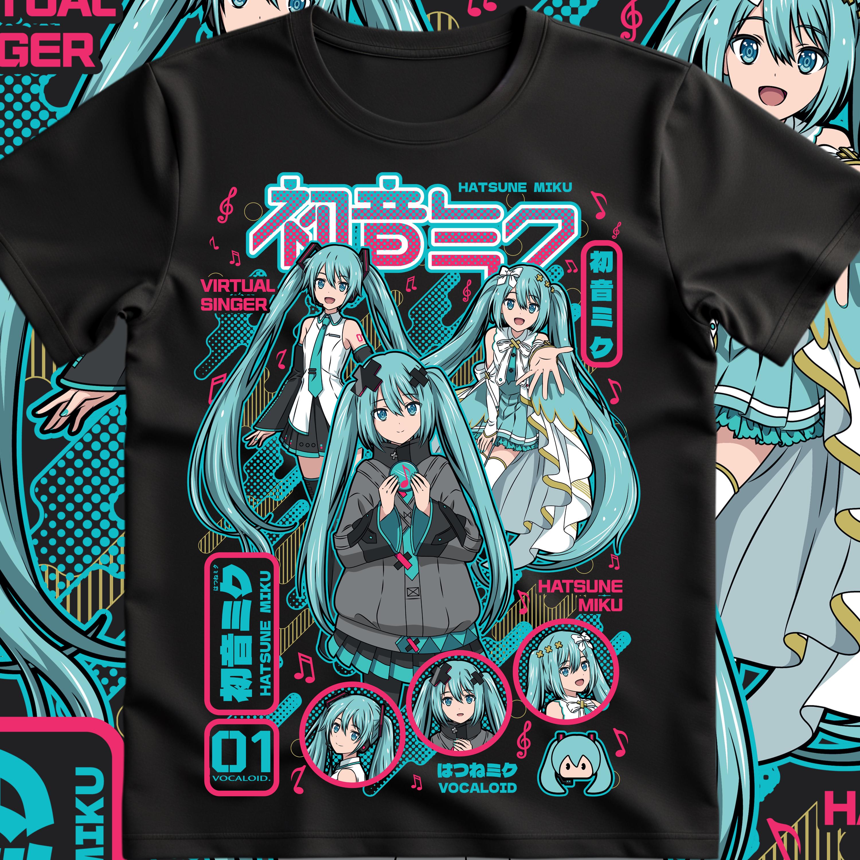 初音ミクTシャツ、アニメガールかわいいProject Diva Vocaloid Tシャツ