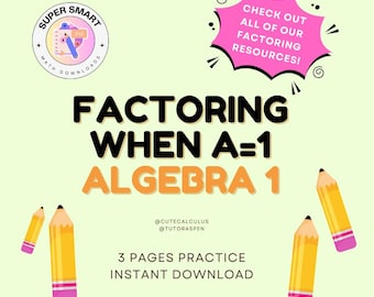 Guía de factorización de ecuaciones cuadráticas (a=1): Práctica de álgebra paso a paso (PDF imprimible)