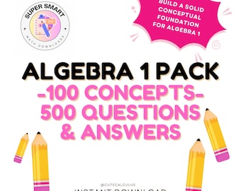 Algebra 1 Review – 100 Concepts, 500 Questions (Digital Download)