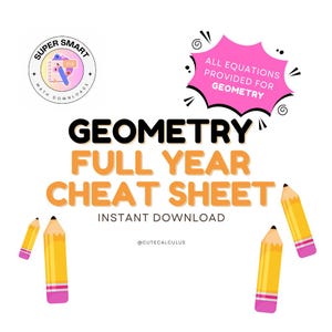 Geometry Essential Cheat Sheet | Printable Math Equation Guide | Instant Download | High School Math | Middle School Math - 1 sheet, 2 sided