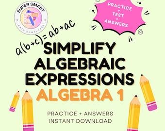 Algebra 1: Övning i förenklade uttryck | Hemundervisning i matematik (PDF-mönster)