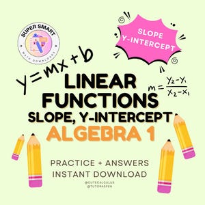 Algebra Linear Functions, Linear Equations | High School Math | Slope, Y-Intercept | TSI, SAT, ACT Practice | Test Prep | Math Study Guide