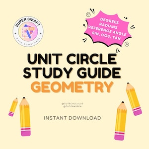 Unit Circle Study Guide | Geometry, Trigonometry (12 pg, Test & Answers)