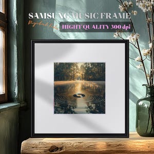 Samsung-muzieklijstkunst | Serene vinylplaat Lake Art Print | Muziekcover | Muzieklijst | muziekkunst aan de muur | Hoge kwaliteit