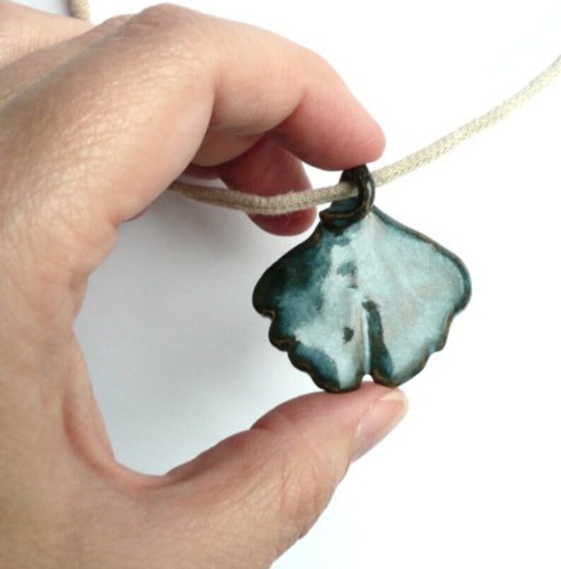 Ceramic Jewelry Pendant for Necklace Stoneware Ginkgo Tree Etsy