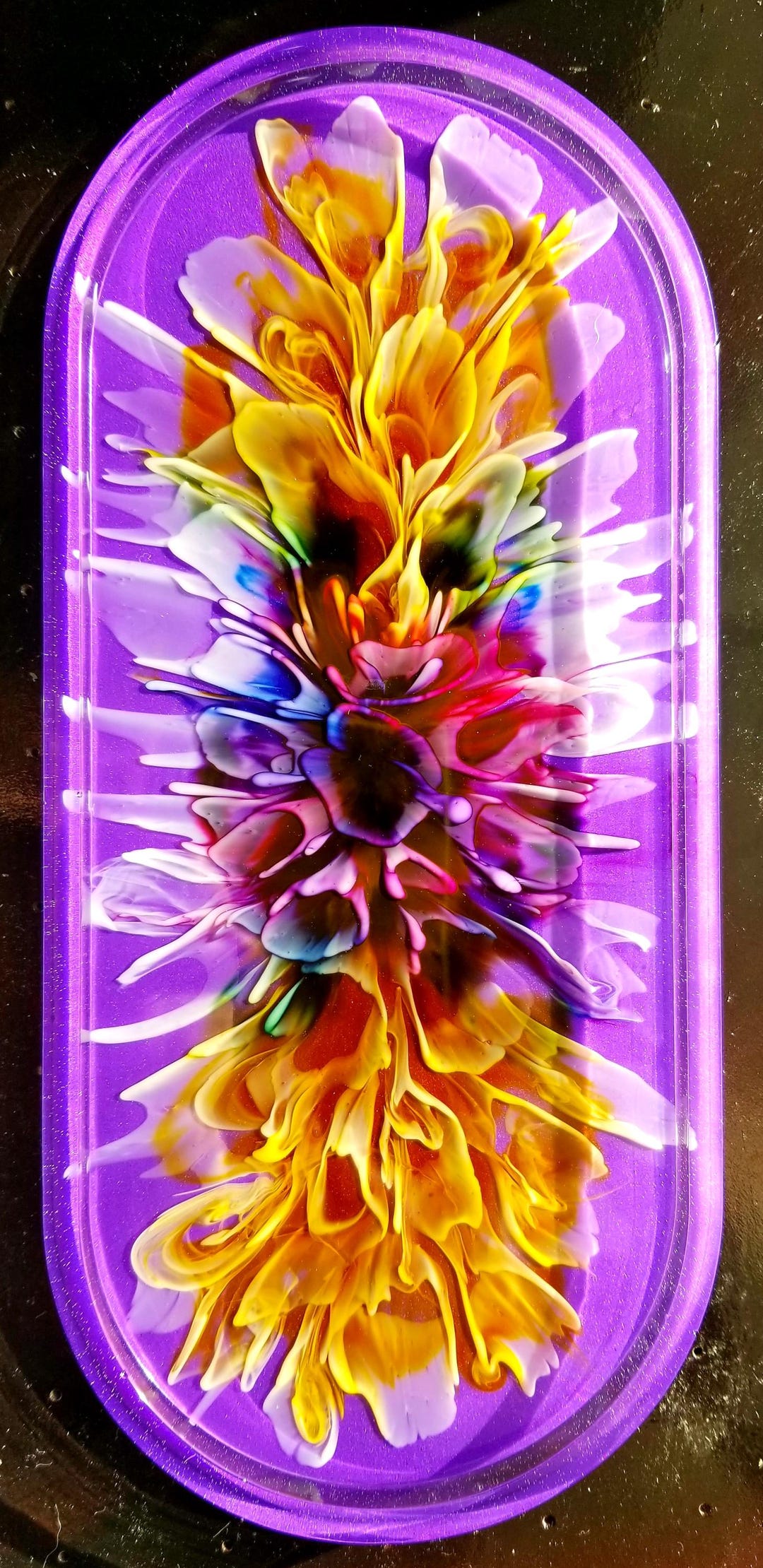 Multi-color Bloom Epoxy Resin Tray, Jewelry Dish, Trinket Holder ...