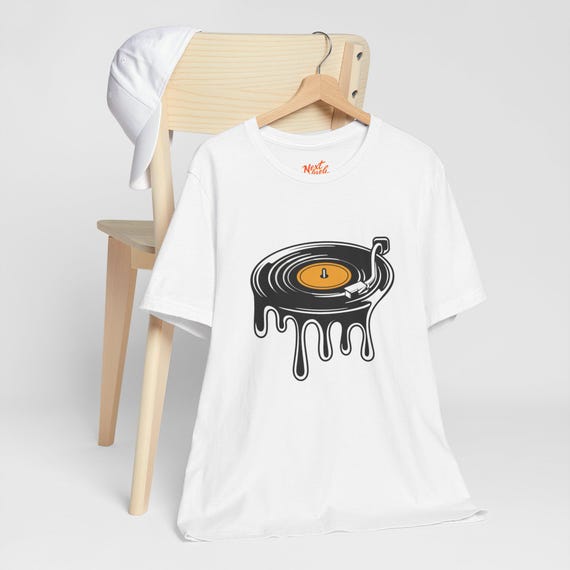 Music Lover Tee, Vintage Vinyl Shirt, Retro Record T-Shirt, Groovy Music Fan Top, Cool Melting Record Tee