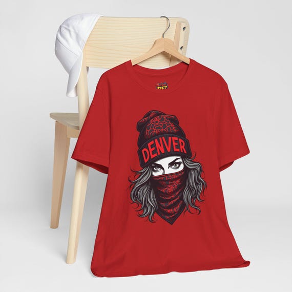 Denver Woman Bandana T-Shirt, Southwest Vibes Tee, Colorado Gift Apparel, Western Cowgirl Top, Urban Streetwear Clothing