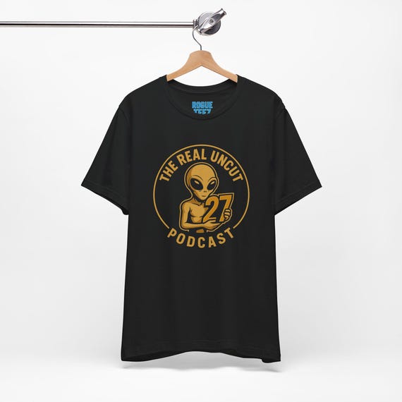 Alien Tee, Podcast Lover Shirt, Alien Graphic Print Top, Unisex Jersey T-Shirt, Space Mystery Outfit, Sci-Fi Fan Gift