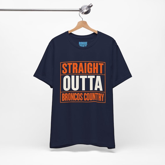 Straight Outta Broncos Country Unisex Jersey Tee, Football Fan Shirt, Game Day Apparel, NFL Fan Gear, Denver Broncos