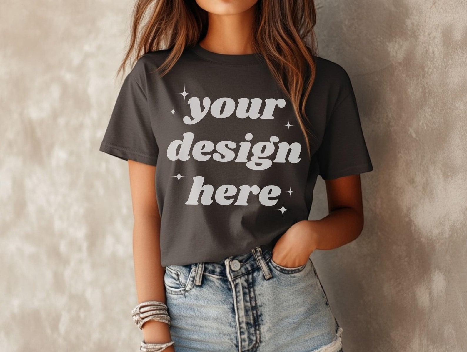 Bella Canvas 3001 Asphalt Tshirt Mockup BC 3001 Asphalt Dark Grey Shirt ...