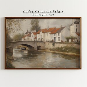 Vintage European Village Oil Painting | Samsung Frame TV Art | Spring Art Download | Rustic European Country Farmhouse Decor TV000081F