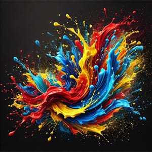Stampa digitale con schizzi di vernice vibrante - Arte murale astratta per interni moderni