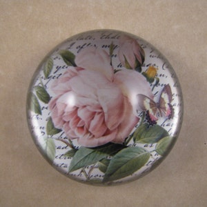 Pale Pink Rose Dome, Rose Paperweight, Rose Dome, Dome Paperweight, June Birthday, Medium Dome