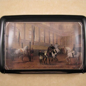 Horse Paperweight, Riding School, Glass Paperweight, Morning Training in the Riding School in the Nineties, Horse Painting, Large Rectangle