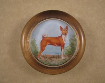 Basenji Paperweight, Basenji Portrait, Basenji Art, Basenji Lover Gift, Round Paperweight, Glass Paperweight