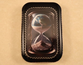 Hourglass Planet Earth Paperweight, Sand Clock Art, Earth Paperweight, Heirloom Rectangle, Glass Paperweight, Climate Change Art