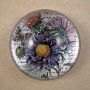 Aster Paperweight, Lavender Aster, Flower Paperweight, Dome Paperweight, Medium Dome, September Birthday