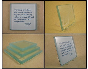 Custom Glass Tile, 3.5 x 3.5 Inch Paperweight, Square Glass Tile, Custom Paperweight, Quote Paperweight, Photo Paperweight