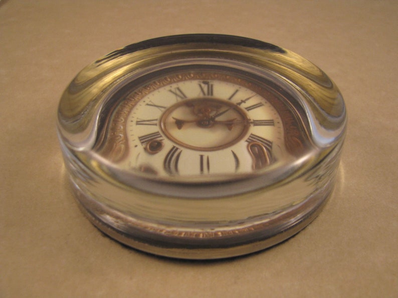 Clock Paperweight Antique Clock Glass Paperweight Ivory Etsy