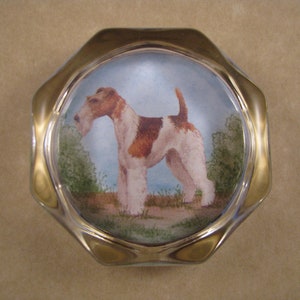 Wire Fox Terrier Paperweight, Wire Fox Terrier Art, Octagon Paperweight, Glass Paperweight, Pet Portrait, Dog Paperweight