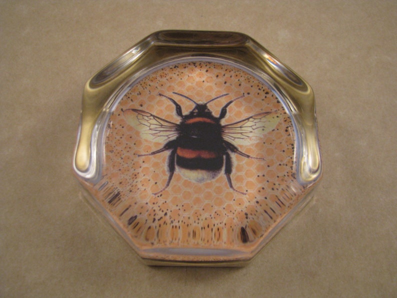 Bee Paperweight A Black and Gold Bee Octagon Paperweight Etsy