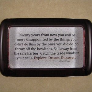 Graduation Gift, Mark Twain Quote, Quote Paperweight, Explore Dream Discover, Under 35 Dollars, Glass Paperweight, Rectangle Paperweight