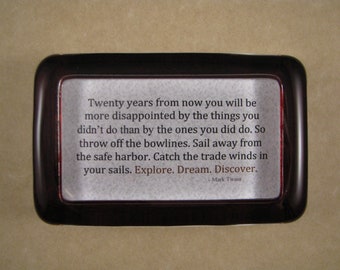 Graduation Gift, Mark Twain Quote, Quote Paperweight, Explore Dream Discover, Under 35 Dollars, Glass Paperweight, Rectangle Paperweight