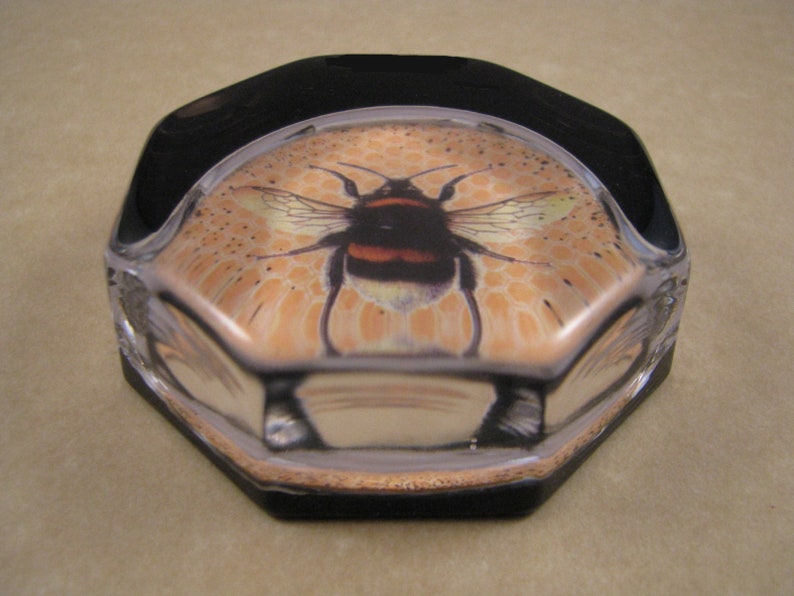 Bee Paperweight A Black and Gold Bee Octagon Paperweight Etsy