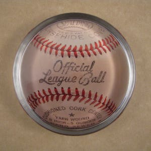 Baseball Paperweight, Official League Ball, Spalding Baseball, Glass Paperweight, Large Round, Gift for Dad