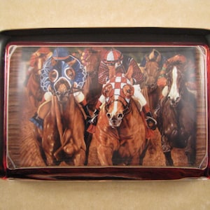 Horse Racing, Racing Paperweight, Horse Paperweight, Large Rectangle, Glass Paperweight, Horse Lover, Equestrian Decor
