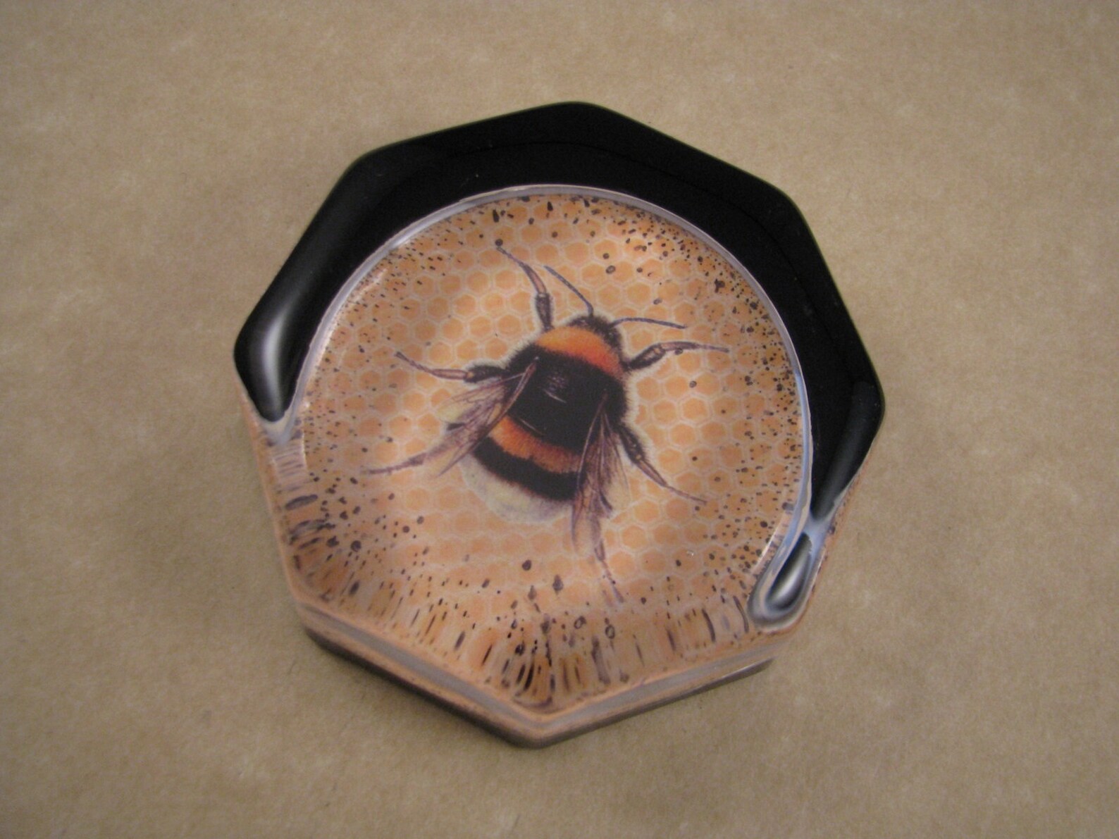 Bee Paperweight B Black and Gold Bee Octagon Paperweight Etsy