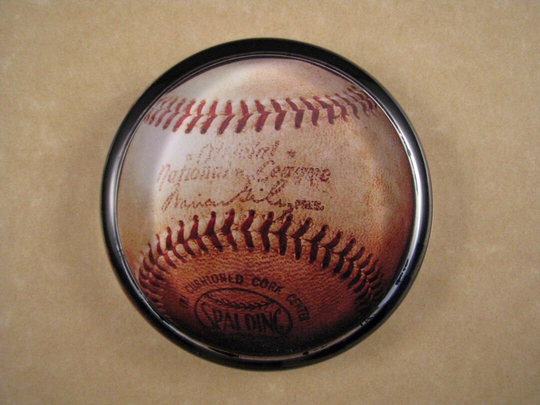 Baseball Paperweight, Gift for Dad, Spalding Paperweight, Glass